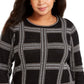 Suéter xadrez metálico plus size feminino Charter Club, preto, tamanho XX-G