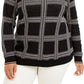Suéter xadrez metálico plus size feminino Charter Club, preto, tamanho XX-G