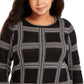 Suéter xadrez metálico plus size feminino Charter Club, preto, tamanho OX