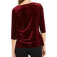 Blusa Alfani Feminina Borgonha Sólida Manga 3/4 Gola Joia Vinho Tamanho Médio