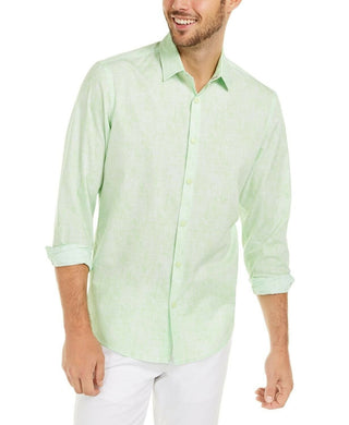 Alfani Men's Classic-Fit Abstract Plaid Shirt Green Size Large