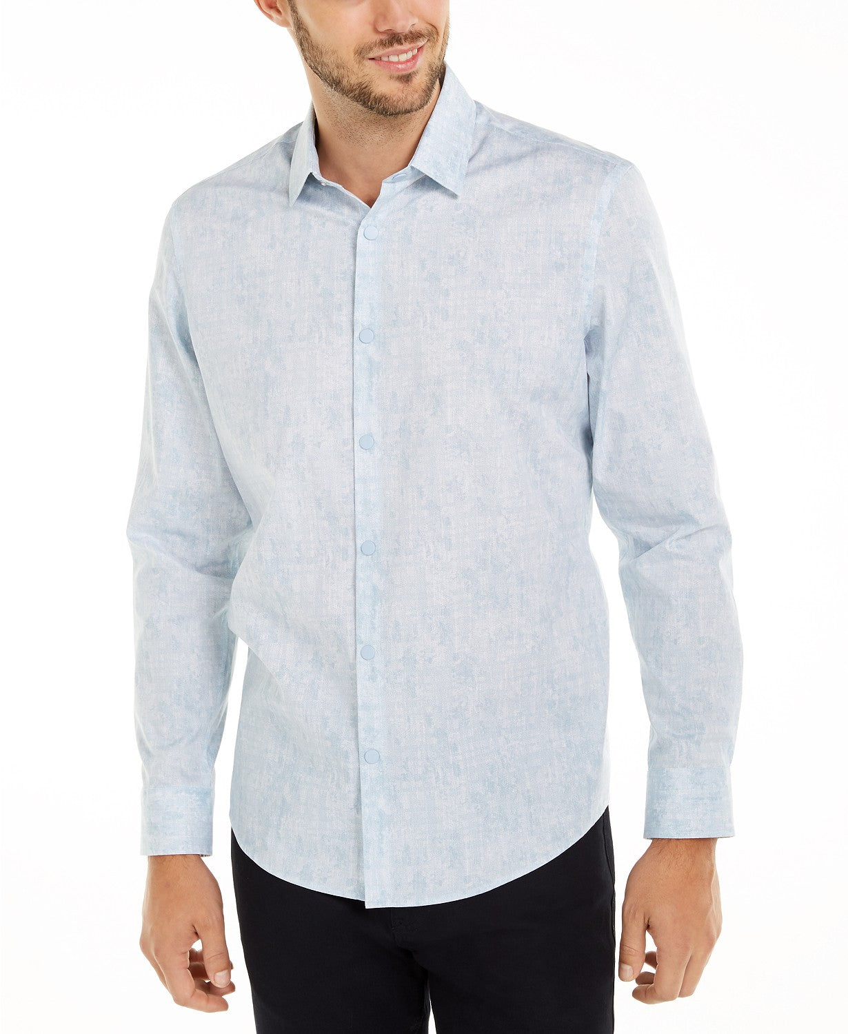 Camisa xadrez abstrata clássica Alfani masculina, tamanho azul marinho, tamanho extra grande