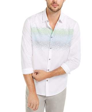 Camisa Alfani Masculina Classic-Fit Listras Abstratas Branca Tamanho XXG