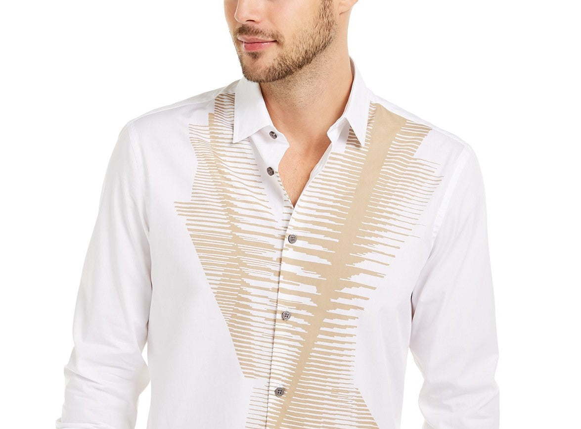 Camisa Alfani Masculina Classic-Fit com Estampa Abstrata e Tamanho Grande, Branca