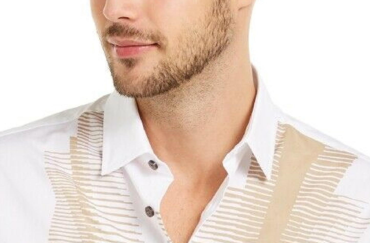 Camisa Alfani Masculina Classic-Fit Listras Abstratas Branca - Tamanho Extra Grande