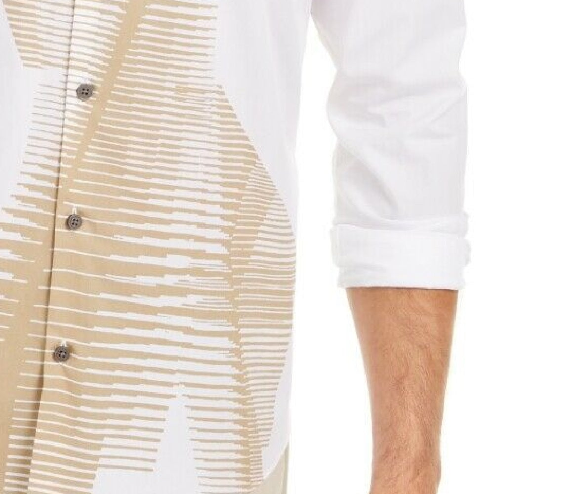 Camisa Alfani Masculina Classic-Fit Listras Abstratas Branca - Tamanho Extra Grande