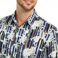 Camisa Alfani Masculina Listrada Floral Abstrata Classic-Fit Azul Marinho Tamanho P