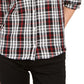 Camisa xadrez feminina Charter Club Petite de algodão com botões, preta, tamanho pequeno