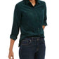 Camisa feminina de veludo cotelê liso Charter Club, verde escuro, tamanho extra grande