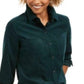 Camisa feminina de veludo cotelê liso Charter Club, verde escuro, tamanho extra grande
