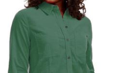 Camisa feminina de veludo cotelê liso Charter Club verde escuro tamanho XX-G