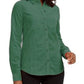 Camisa feminina de veludo cotelê liso Charter Club verde escuro tamanho XX-G