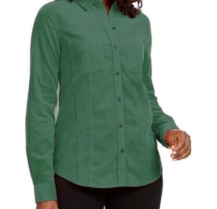 Camisa feminina de veludo cotelê liso Charter Club verde escuro tamanho XX-G