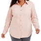 Camisa feminina de veludo cotelê liso Charter Club, rosa, tamanho grande