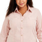 Camisa feminina de veludo cotelê liso Charter Club, rosa, tamanho grande