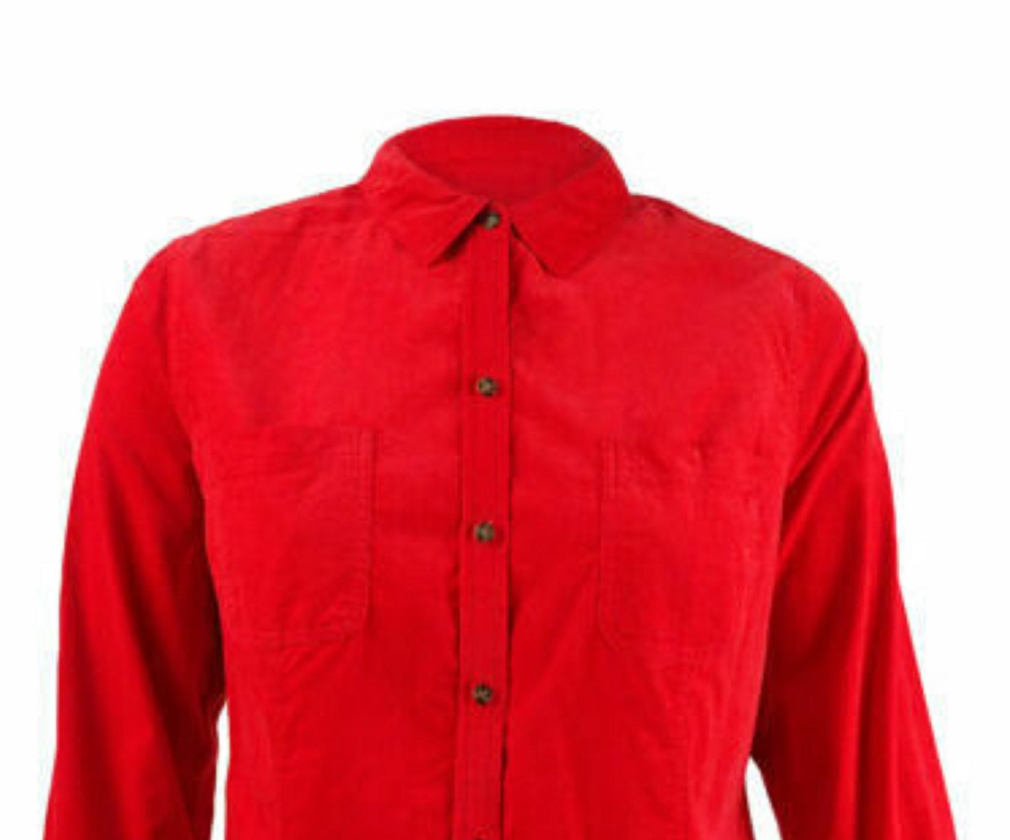 Camisa feminina de veludo cotelê sólida Charter Club vermelha tamanho pequeno