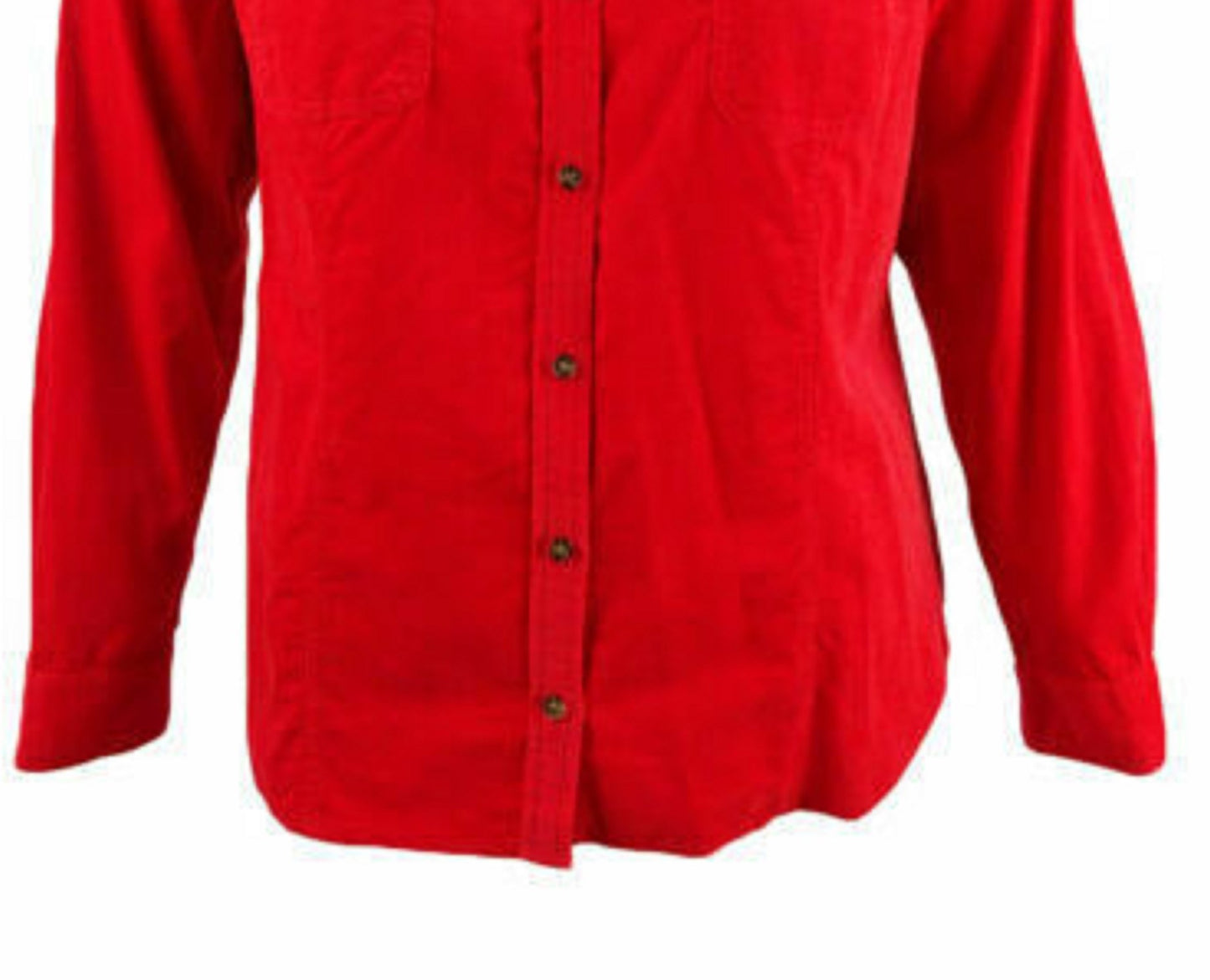 Camisa feminina de veludo cotelê sólida Charter Club vermelha tamanho pequeno