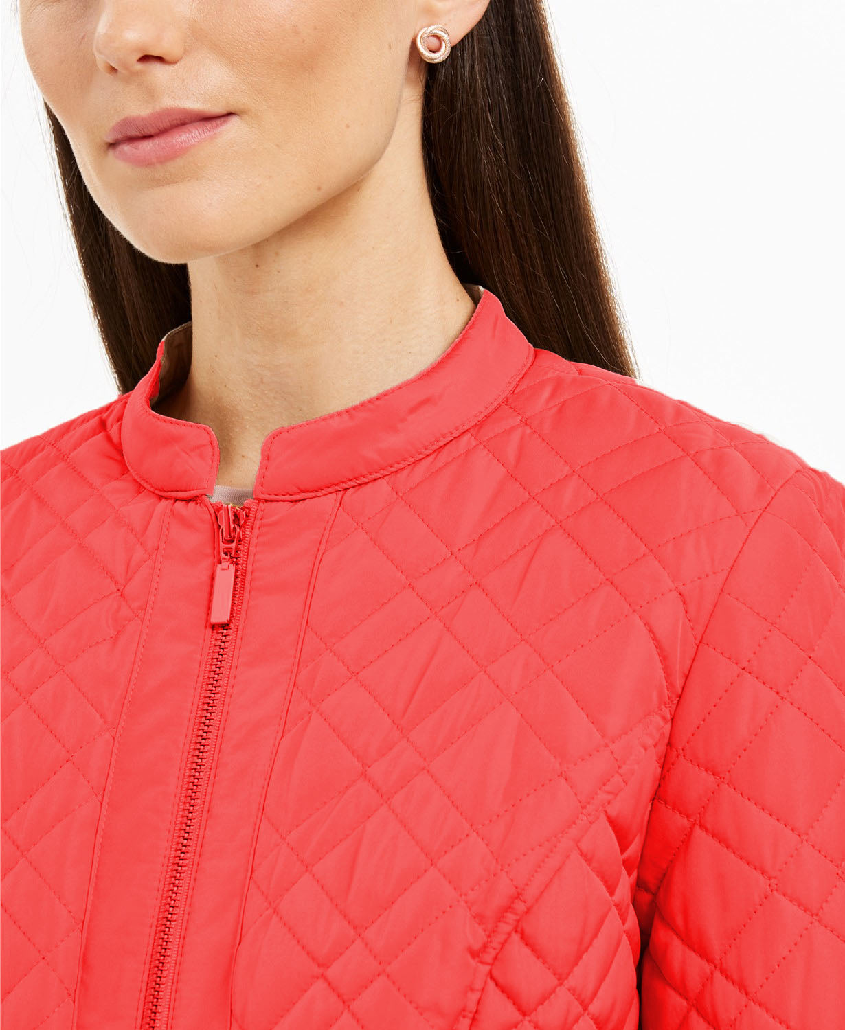 Jaqueta feminina acolchoada com gola mandarim Charter Club, vermelha, tamanho médio