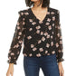 Blusa feminina com estampa floral Bar III, preta, tamanho grande