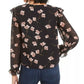 Blusa feminina com estampa floral Bar III, preta, tamanho grande