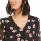 Blusa feminina com estampa floral Bar III, preta, tamanho pequeno