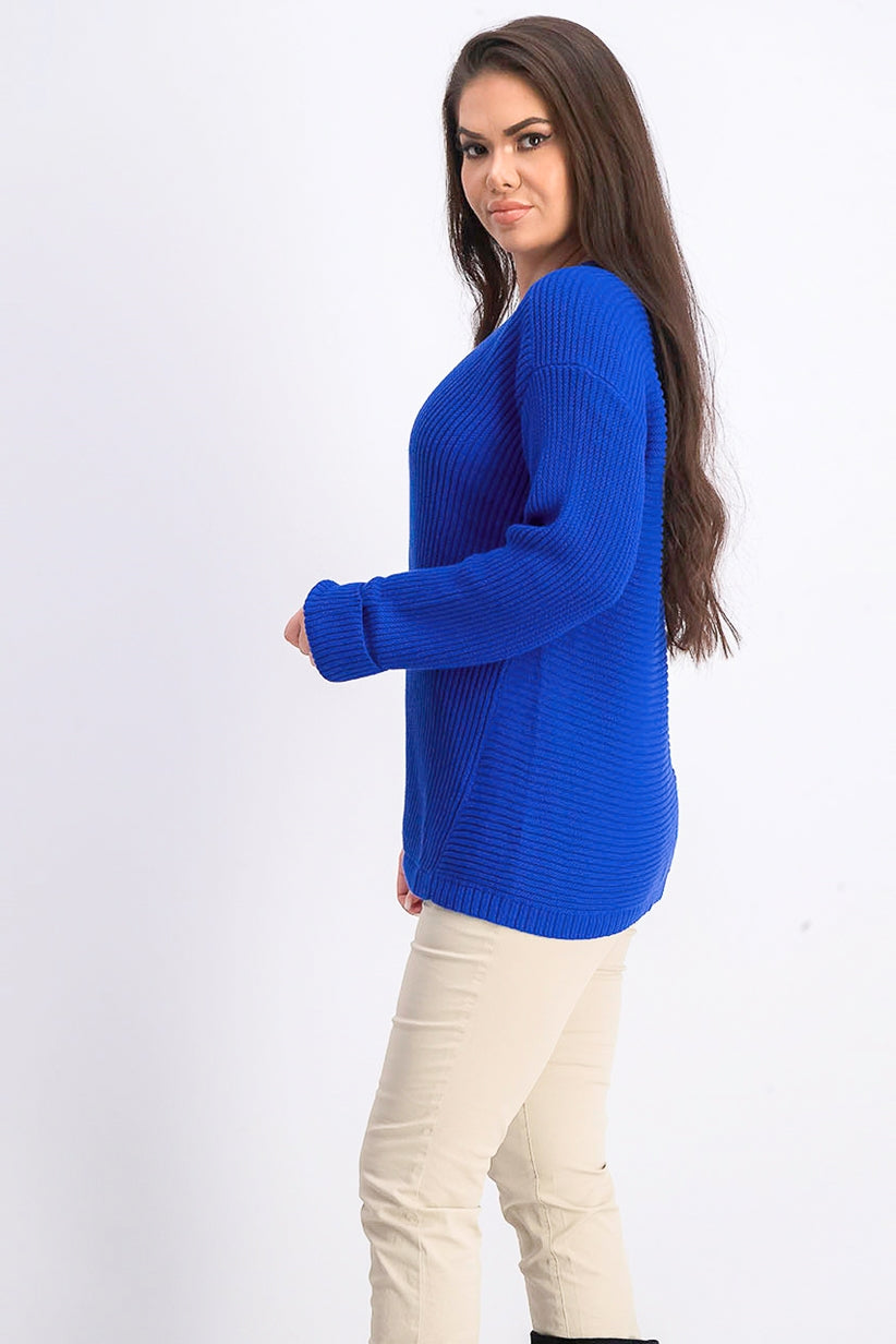 Suéter feminino Charter Club de algodão texturizado com decote em V, azul, tamanho médio