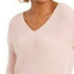 Suéter feminino de algodão texturizado com decote em V, tamanho grande, rosa, Charter Club