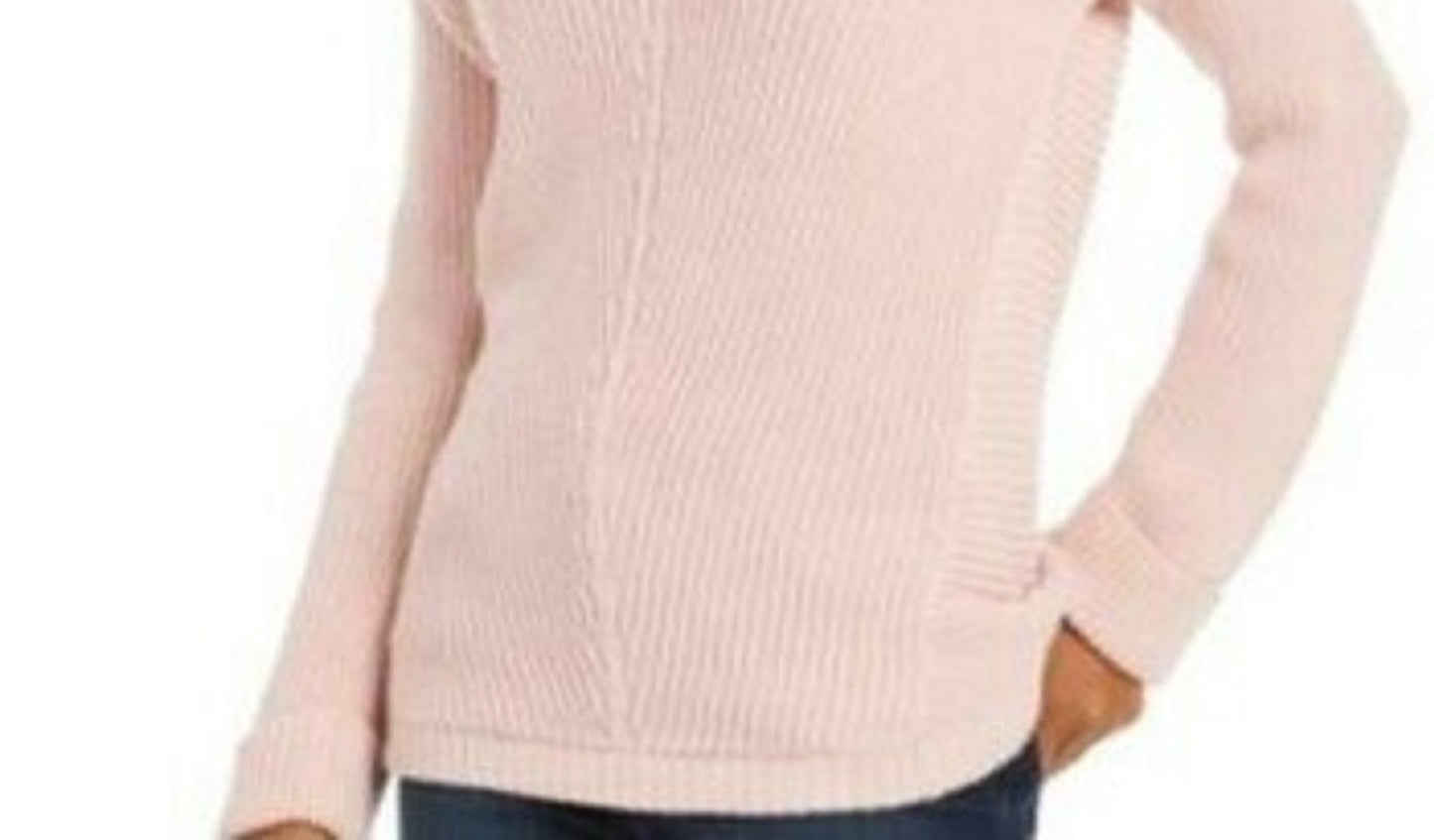 Suéter feminino de algodão texturizado com decote em V, tamanho grande, rosa, Charter Club
