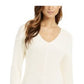 Suéter feminino Charter Club de algodão texturizado com decote em V, branco, tamanho 2, extra grande