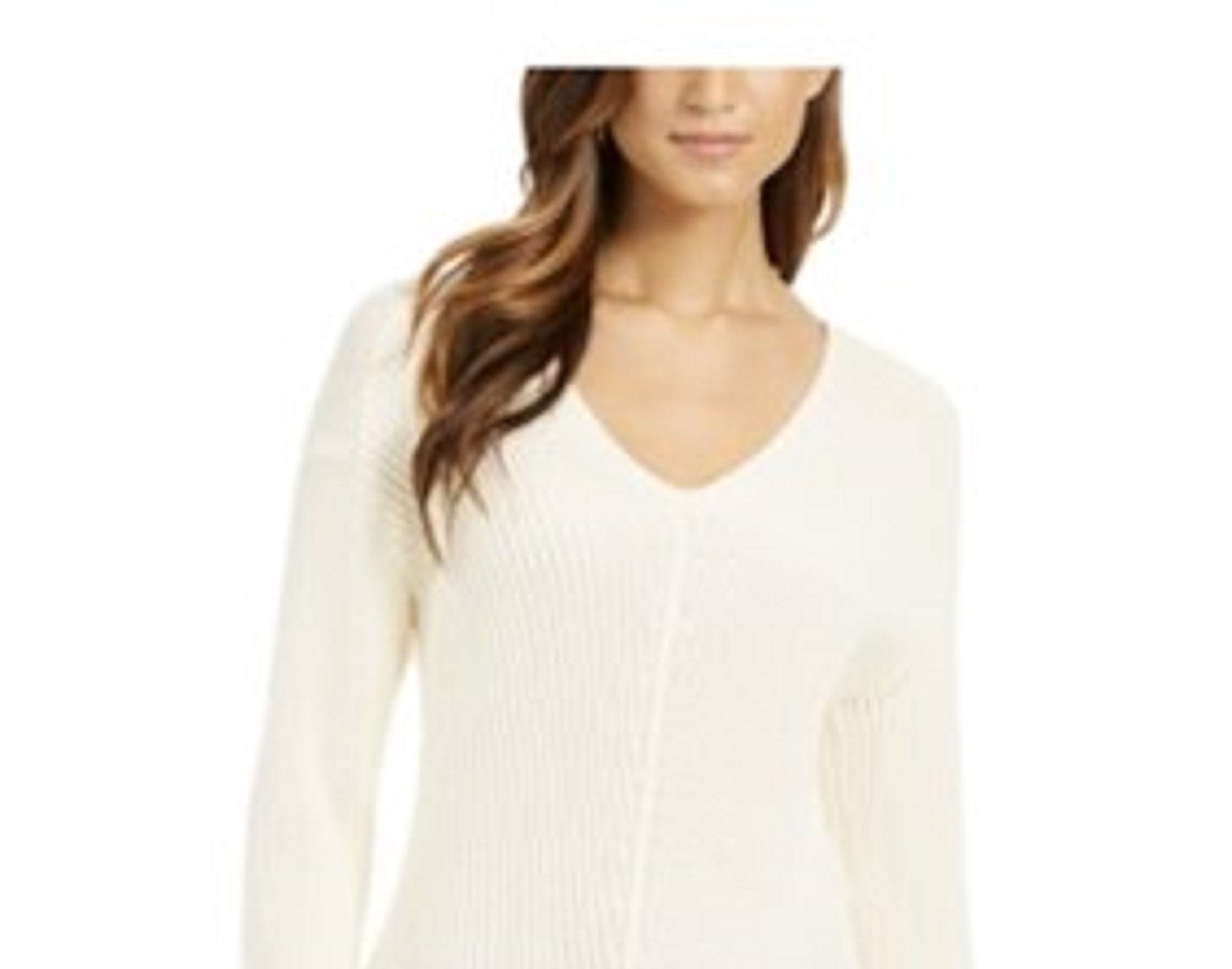 Suéter feminino Charter Club de algodão texturizado com decote em V, branco, tamanho 2, extra grande