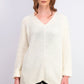 Suéter feminino de algodão texturizado com decote em V, tamanho extra grande, branco, Charter Club
