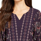 Top feminino estilo camponês com estampa de lenço e bainha paisley, tamanho extra pequeno