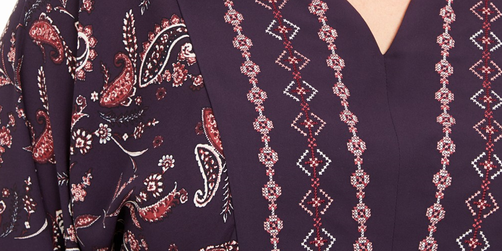 Blusa feminina plus size com estampa paisley estilo &amp; co, roxa, tamanho 1X