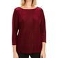 Top de veludo texturizado feminino Charter Club, vermelho, tamanho pequeno