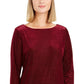 Top de veludo texturizado feminino Charter Club, vermelho, tamanho pequeno