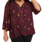 Blusa e colar plus size com estampa animal da coleção feminina JM Collection, roxo, tamanho 3, extra grande