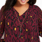 Blusa e colar plus size com estampa animal da coleção feminina JM Collection, roxo, tamanho 3, extra grande