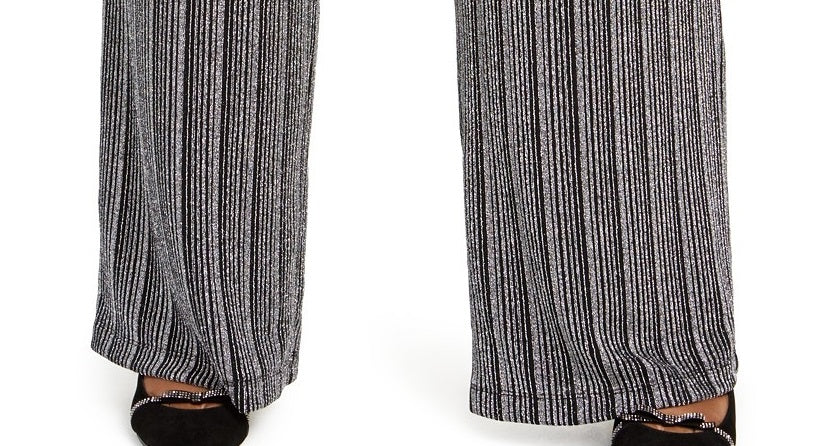 Calça feminina plus size metálica macia JM Collection, tamanho 0X