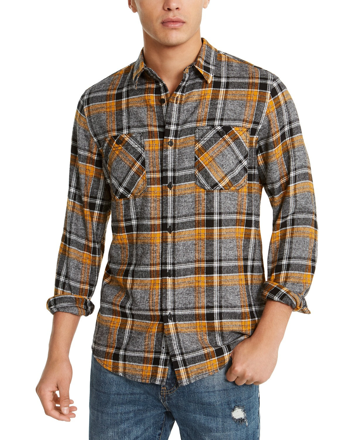 Camisa xadrez Alex masculina American Rag cinza tamanho pequeno