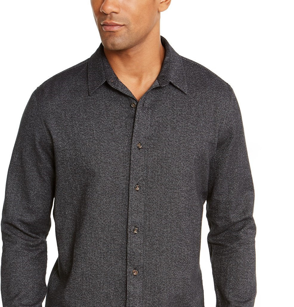 Camisa American Rag Masculina de Sarja Escovada Matt Regular-Fit Preta Tamanho Grande
