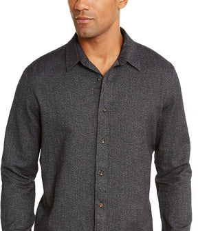 Camisa American Rag Masculina de Sarja Escovada Matt Regular-Fit Preta Tamanho Grande