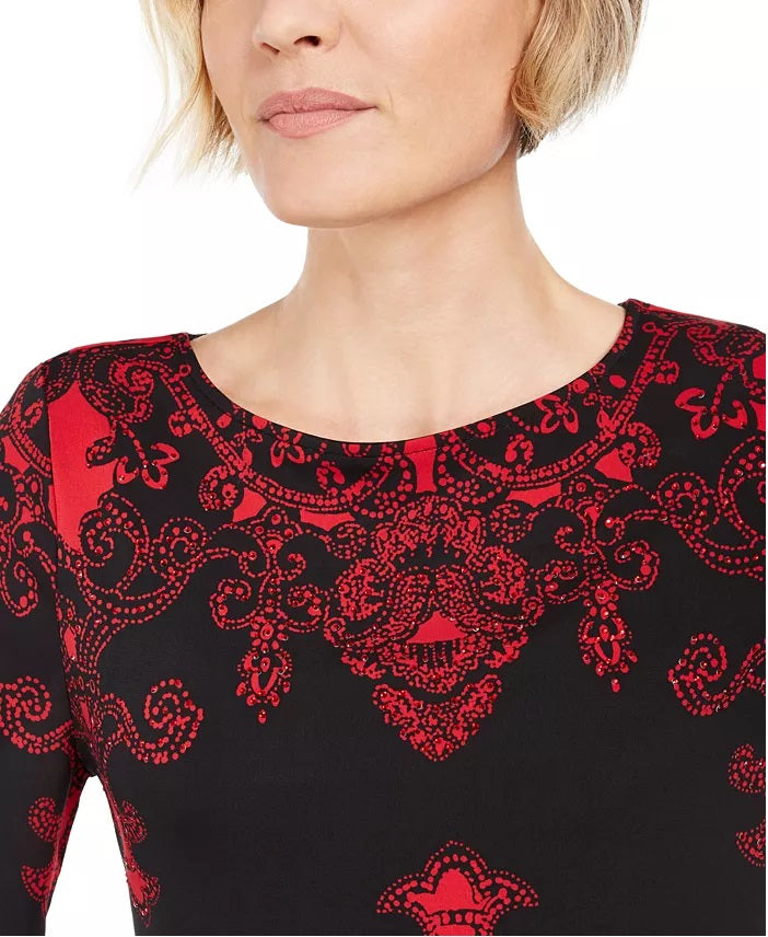 Túnica feminina de cetim com ombros caídos e tamanho pequeno da coleção JM, preta