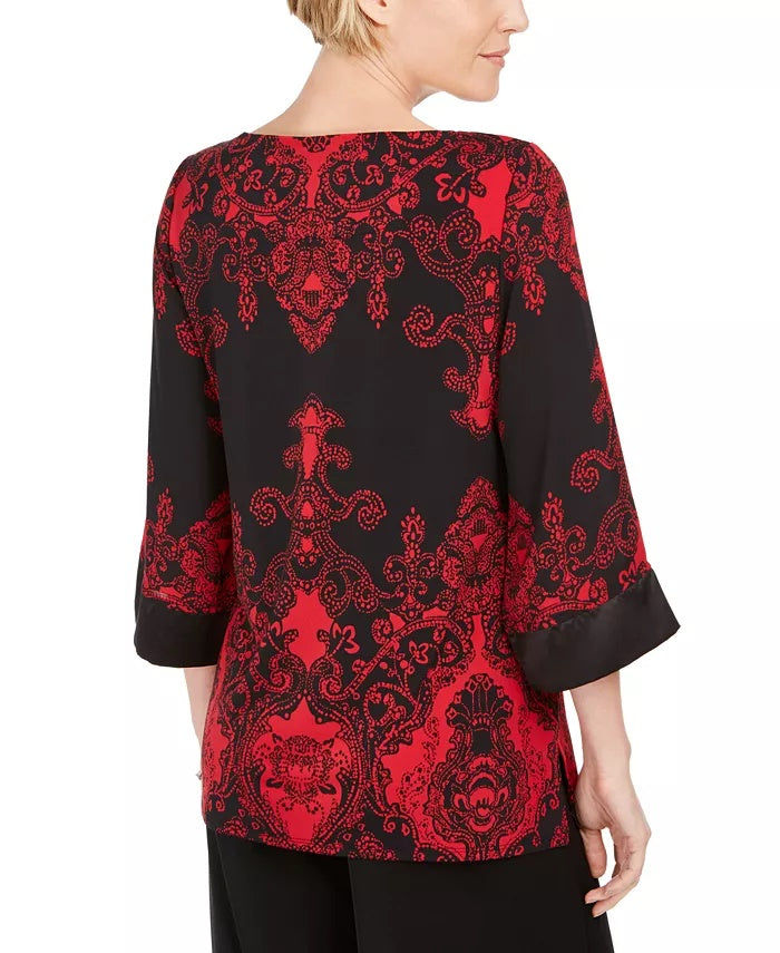 Túnica feminina de cetim com ombros caídos e tamanho pequeno da coleção JM, preta