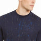 Suéter masculino Alfani Paint Splatter Crewneck Azul Tamanho XX-G