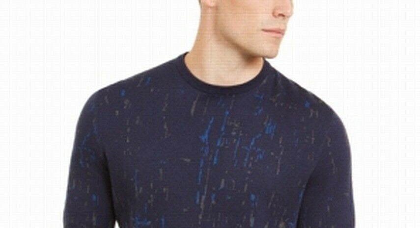 Suéter masculino Alfani Paint Splatter Crewneck Azul Tamanho XX-G