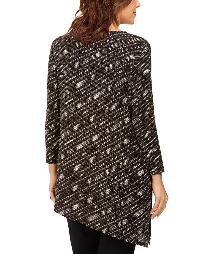 JM Collection Women'sCollection Top assimétrico metálico preto tamanho pequeno