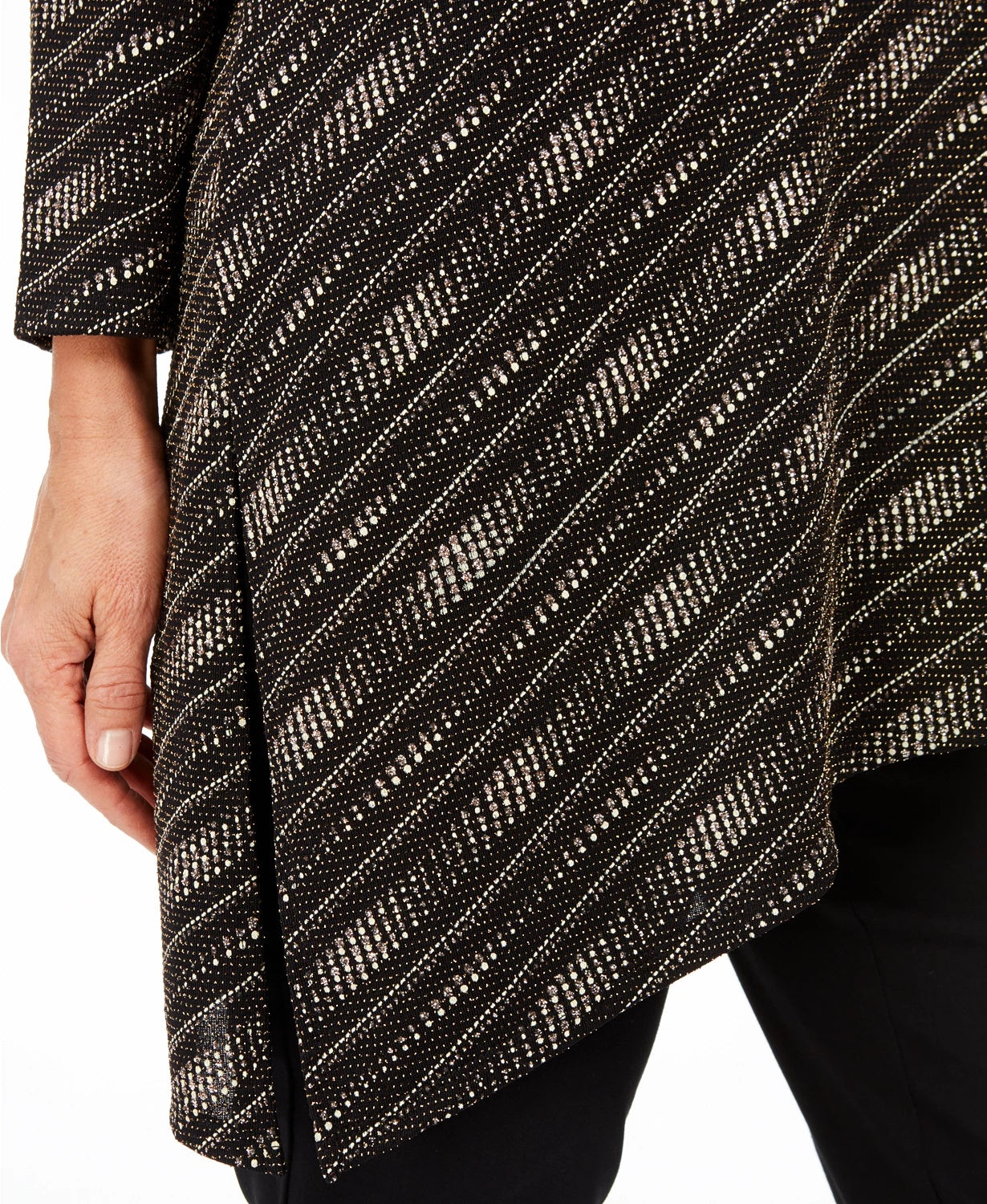 JM Collection Top assimétrico metálico feminino preto tamanho X-Large