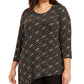 JM Collection Top assimétrico feminino plus size metálico preto tamanho 3 extra grande