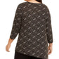 JM Collection Top assimétrico feminino plus size metálico preto tamanho 3 extra grande