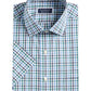 Camisa social masculina azul xadrez resistente a rugas Club Room, tamanho 16x32-33